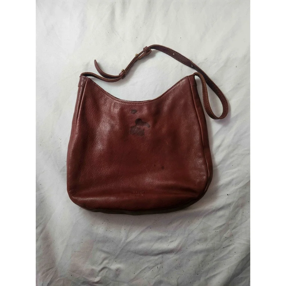 Y2K Genuine Leather Slouchy Hobo Bag Brown Shoulder Purse Minimalist Soft